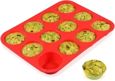 12 Cups Silicone Muffin Pan - Nonstick Cupcake Pan 1 Pack Regular Size Silicone 