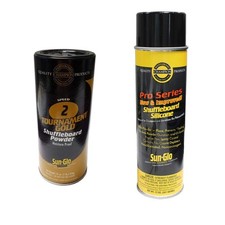 Sun-Glo Silicone Shuffleboard Spray 12 oz.  Shuffleboard Powder - Speed 2 - T