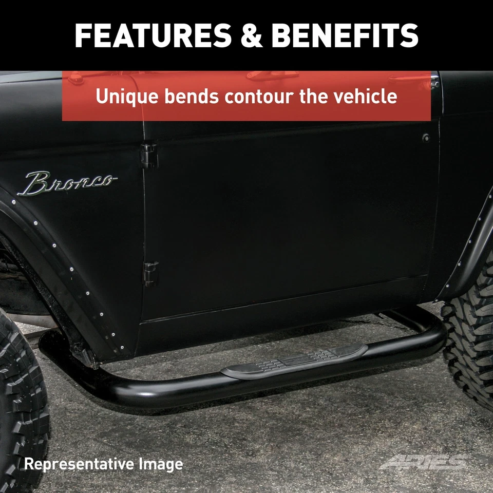 Aries 3in Round Black Nerf Bars Steps Boards 86-97 Ranger Extended Cab #203003 - Image 3 of 4