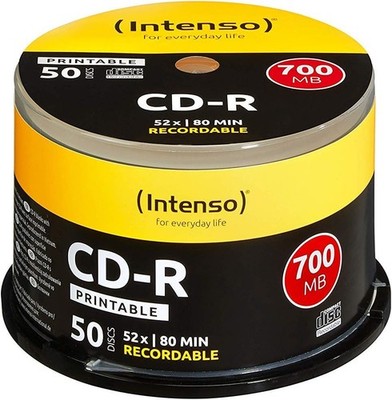 Intenso CD-R Rohlinge 700MB 50er Spindel Cakebox bedruckbar 52x schnell
