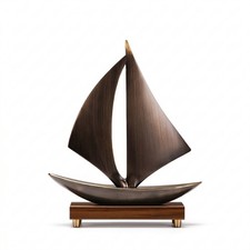 Wooden Sailboat Ornament Tabletop Wooden Sailboat Model Woodgrain for Entryway
