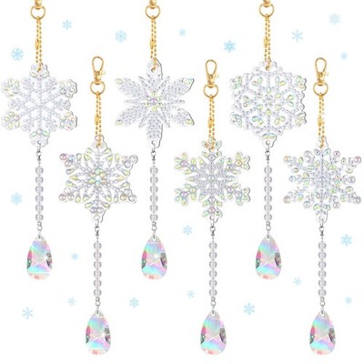Perthlin 6 Pcs Snowflake Diamond Art Kits, Double Sided Wind Modern Style 