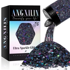ANGXILIN Holographic Chunky Glitter, 190g/6.7oz Chunky and Fine Mixed Craft G...