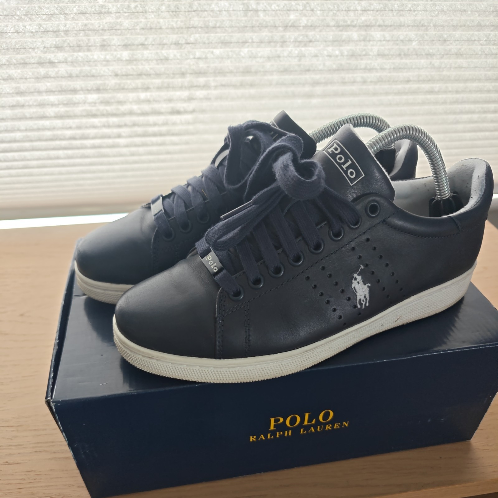 PONY Polo Ralph Lauren Uomo Sneakers UK 6 Blu Navy Pelle Wilton.