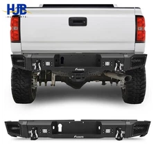 FINDAUTO Rear Bumper For 2014-2021 Toyota Tundra W/ Winch Plate & LED Lights
