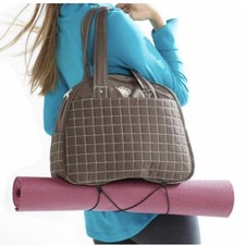 Gaiam Metro Gym Bag Brown Quilted Yoga Mat Strap Holder Multiple Compartments