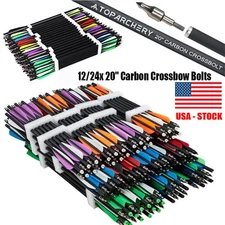12/24PC 20" Carbon Crossbow Bolts Field Point Tips OD8.8mm Arrows Hunting Target