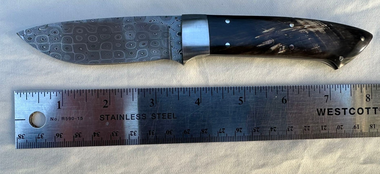 Stamascus N/V Raindrop Pattern Damascus Steel Knife - Famous Maker