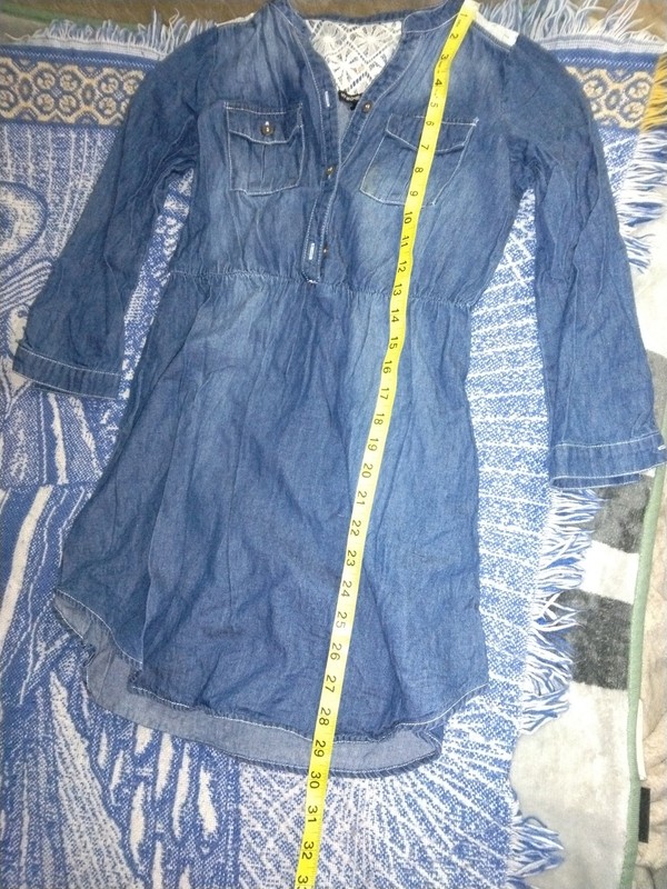 Denim Dress With Lace Back For Young Girls In Very Good Condition