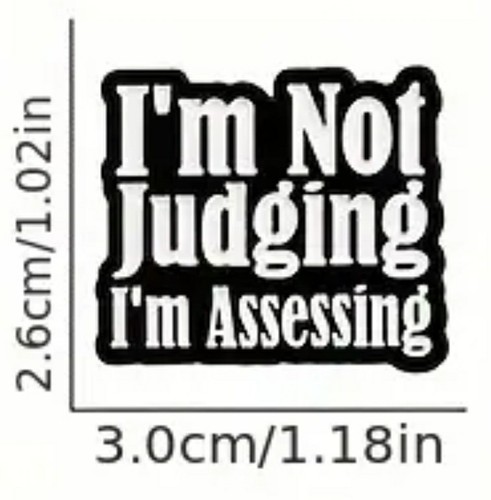 "I'm Not Judging I'm Assessing" Funny Saying Enamel Lapel Brooch Bookbag Hat Pin - Picture 3 of 3