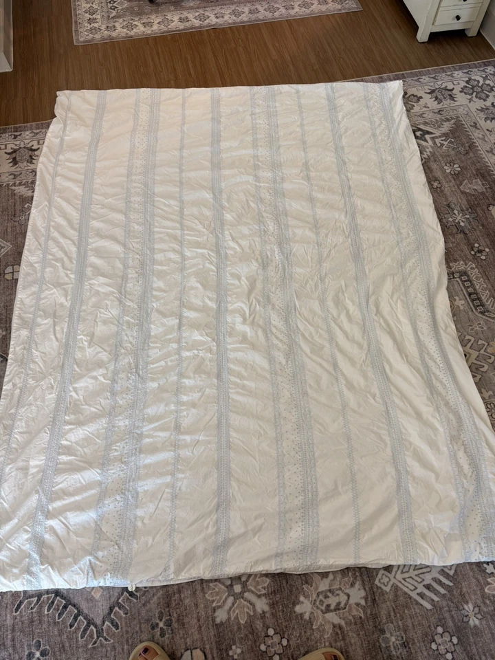 SIMPLY SHABBY CHIC TWIN DUVET WHITE BLUE BOHEMIAN EMBROIDERED 86x62 - Image 4 of 4