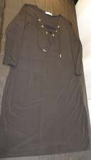 EUC DESIGNER CALVIN KLEIN LACE UP V-NECK COMFY LOOSE BLACK DRESS SIZE 10