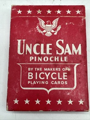 New Sealed UNCLE SAM 1943 PLAYING CARDS RED VERSION CELLO WRAPPED Pinochle