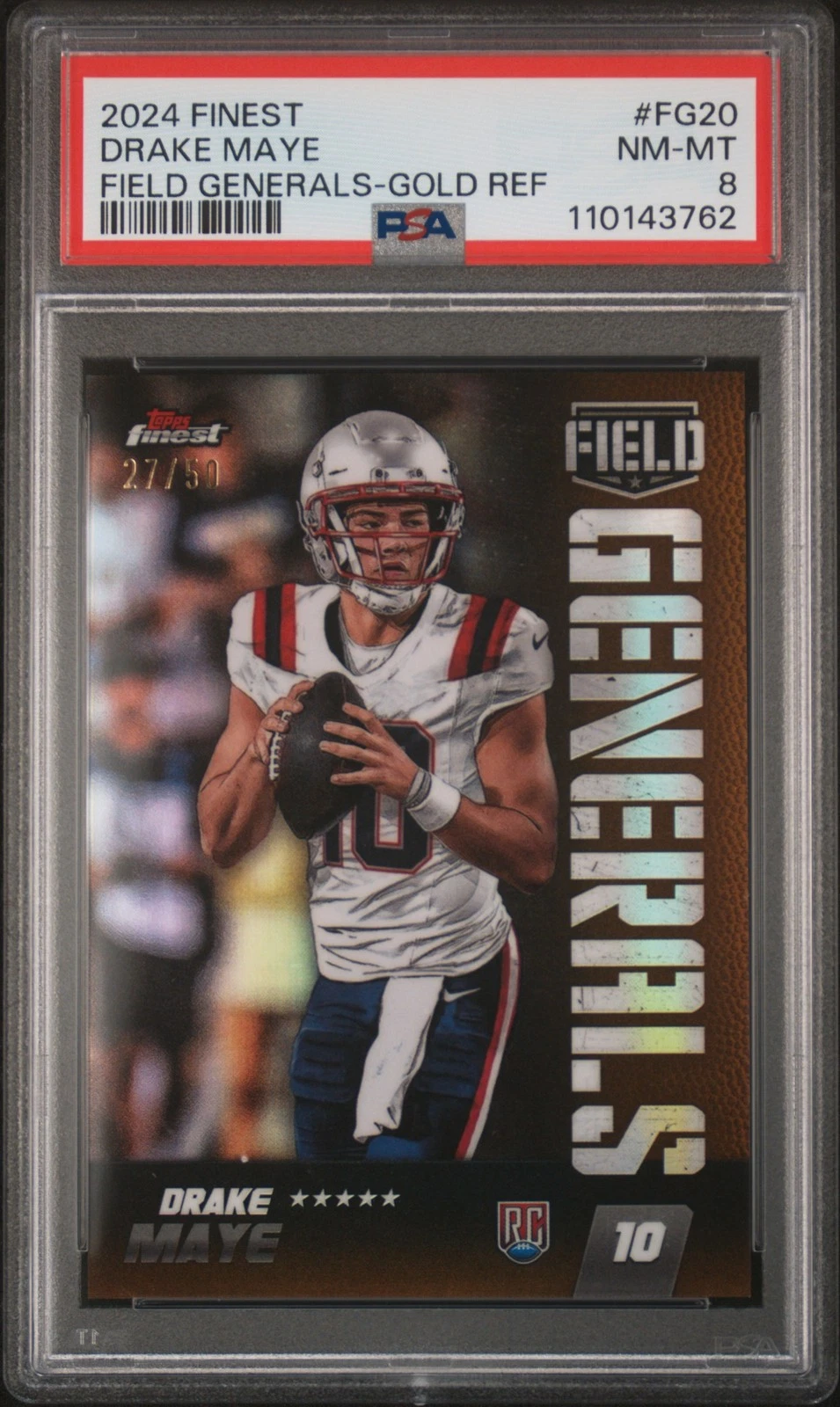 Drake Maye Topps Finest Field Generals #FG20 Gold Refractor