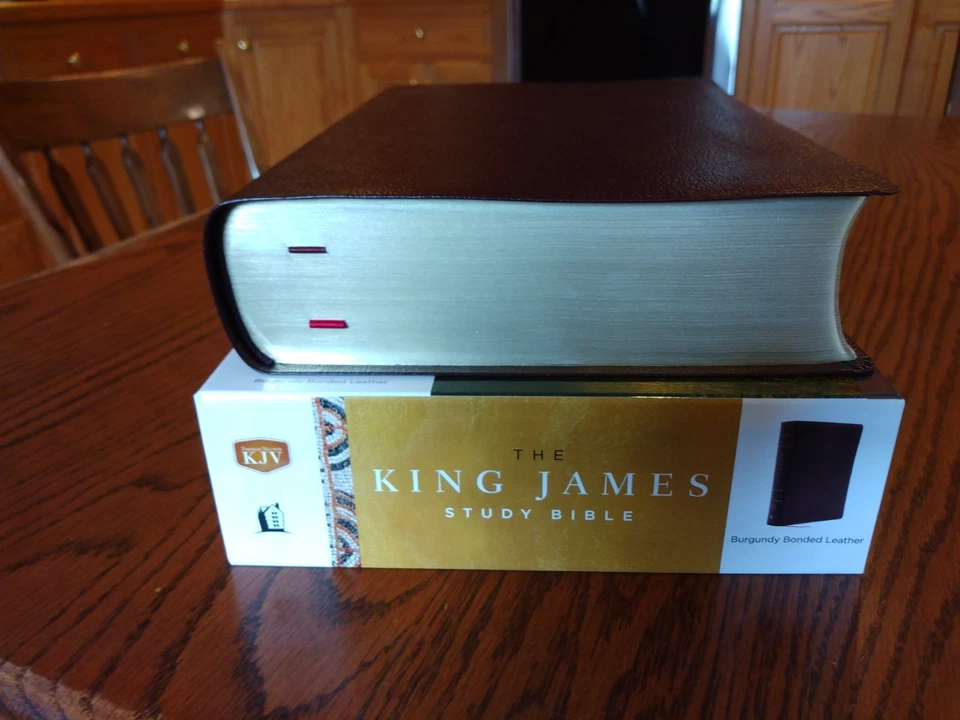 King James Study KJV Bible Bonded Leather Burgundy LARGE PRINT~Retail~99.99 - Image 3 of 4