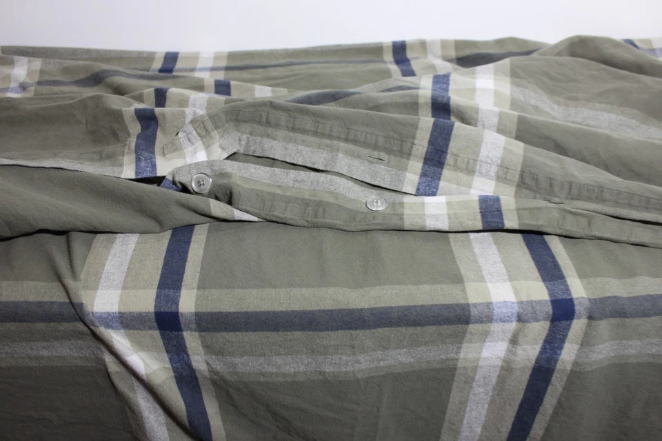 Pottery Barn Xander клетчатый фланелевый пододеяльник королева 90x88 - Изображение 4 из 4