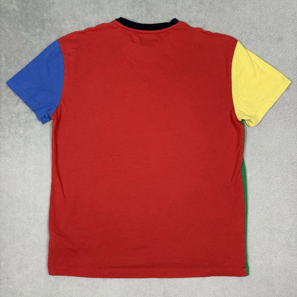 Camiseta Polo Ralph Lauren Para Hombre Pequeña Retro Años 90 Deportiva Bloques de Color Verde Rojo De Colección Foto 2 de 4