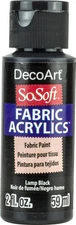 DecoArt SoSoft Fabric Acrylic Paint 2oz-Lamp Black - 3 Pack