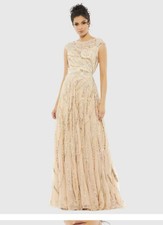 Mac Duggal 5445  Sz 4 Beige Cap Sleeve Embellished Gown Dress $598