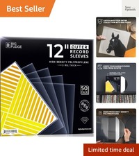 12" Vinyl Record Sleeves - Outer Sleeves 50 Pack - Crystal Clear High-Density...