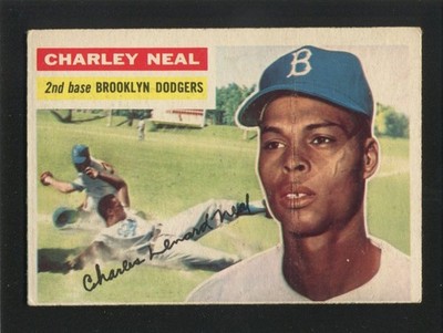 #299 CHARLEY NEAL, Dodgers - 1956 Topps: VG-EX, two 1/2'' back creases 251398