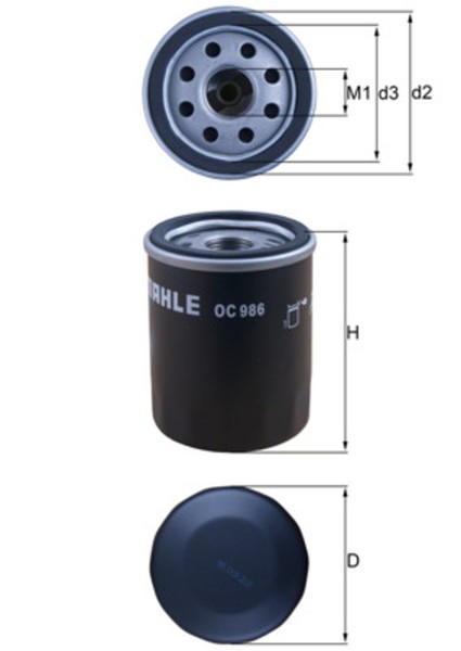 ÖLfilter Mahle OC 986 Anschraubfilter FüR Fiat Opel Ford Lancia Alfa Bravo Combo-image