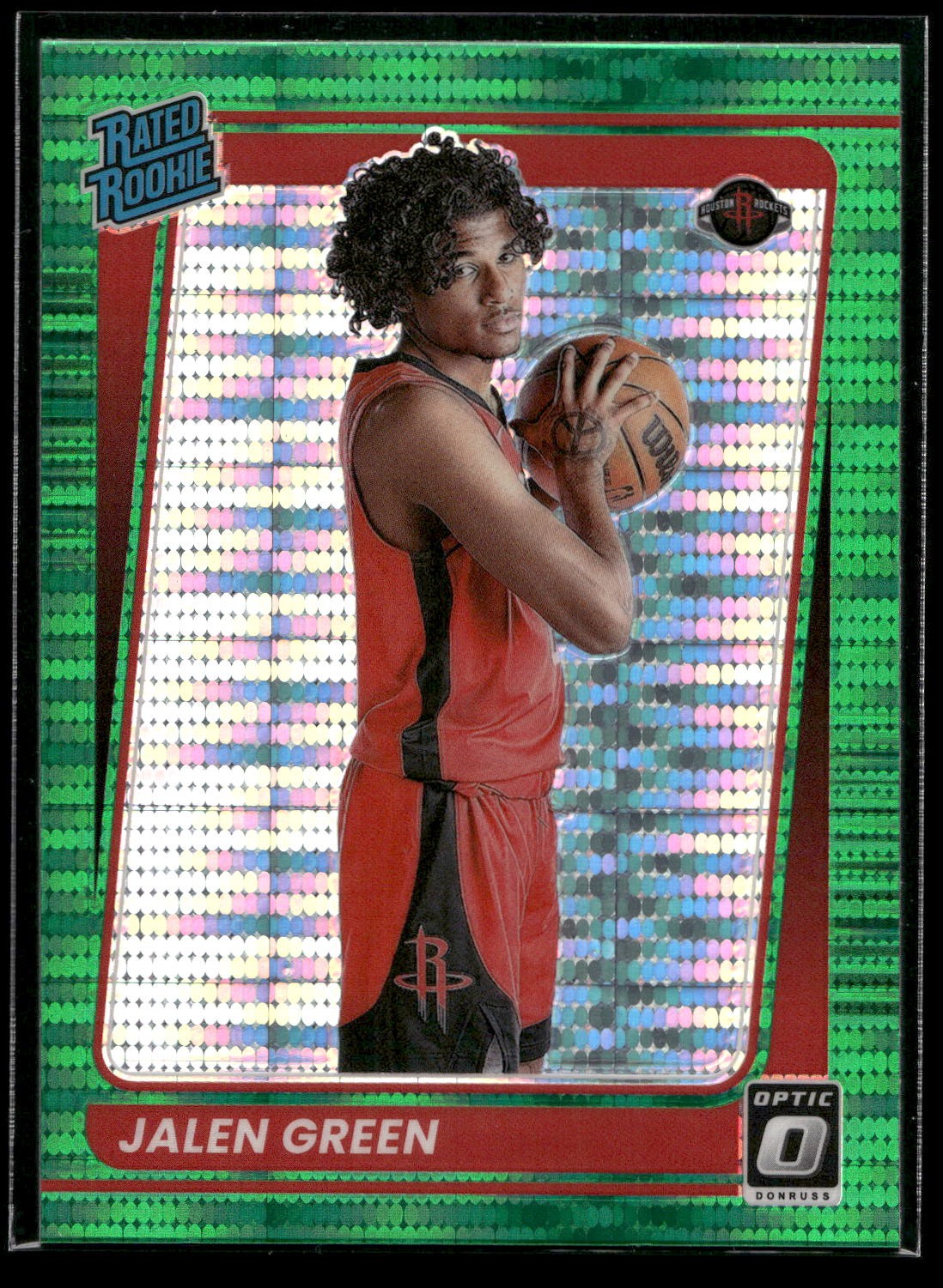 2021-22 Donruss Optic Jalen Green ROOKIE GREEN PULSAR PRIZM SP Rockets #159 RC