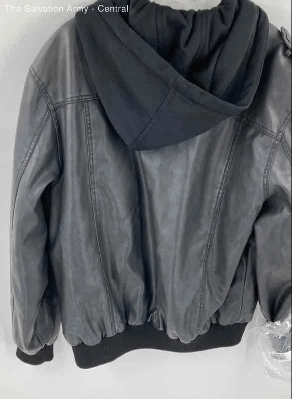 Jeans By Buffalo Mens Black Gray Long Sleeve Hooded Full Zip Jacket Size Large - Image 4 of 4