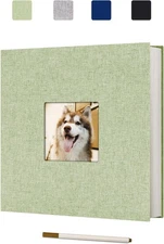 Photo Album Self Adhesive Scrapbook for 11"x10.6" 40Pages, Green 