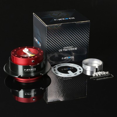NRG STEERING WHEEL LOCK QUICK RELEASE ADAPTOR KIT GEN 2.5 BLACK FLARED RING RED