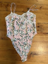 VICTORIA S SECRET Gold Label Vintage Teddy Romper One-Piece Sz M Pink Floral