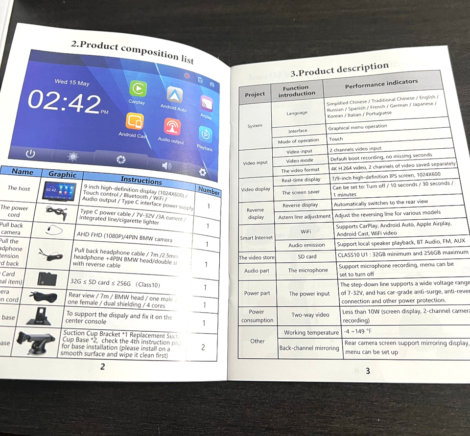 Q9S Wireless Smartscreen Stereo Apple Carplay Screen 4K Dash Cam 9 ...