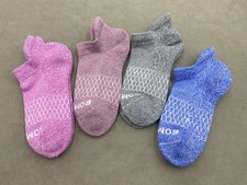 4 Pairs Bombas Size S 4-7 Honeycomb Mixed colors Women's Solid Ankle Sock