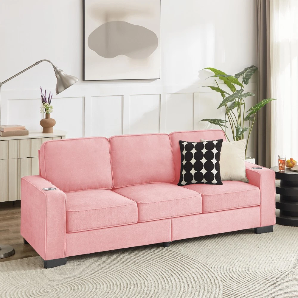 Snowfleece Fabric 3-Seater Sofa, Modern Compressed Couch for Living Room, Pink
Opens in a new window