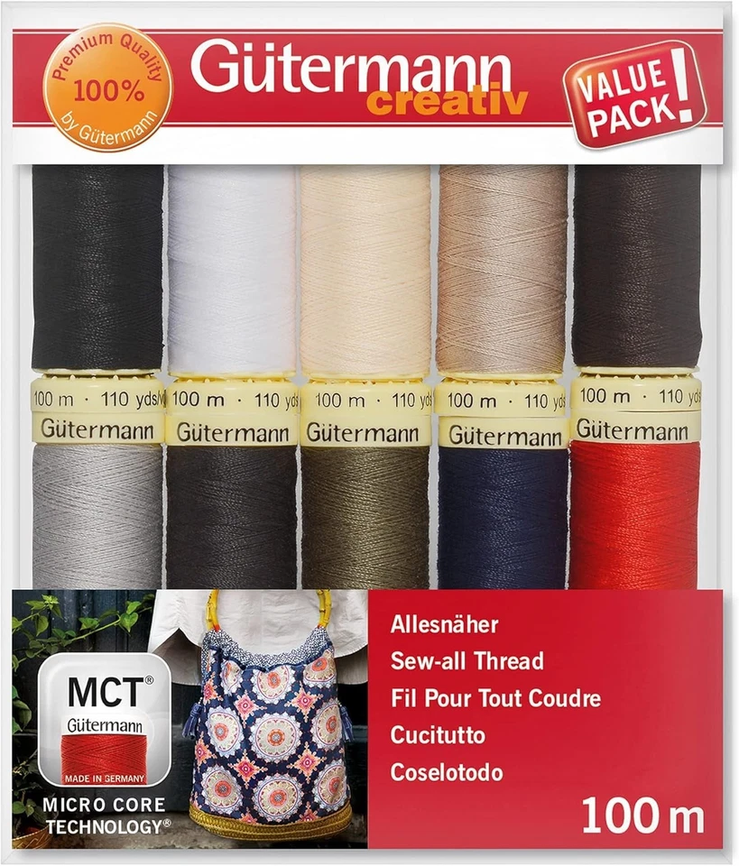 Gutermann 100m Polyester Thread Set – 10 Basic Colours for Versatile Sewing - Image 4 of 4