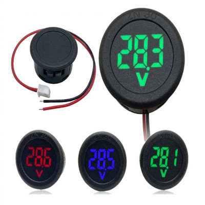 1pc DC 4 100V LED Digital Car Voltmeter   Round Two-Wire Panel Voltage Monitor