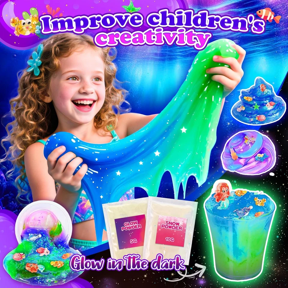Slime per Bambini 6 7 8 9 10 11 12 Anni, Oceano Galaxy Slime Kit Giochi Bambina - Immagine 4 di 4