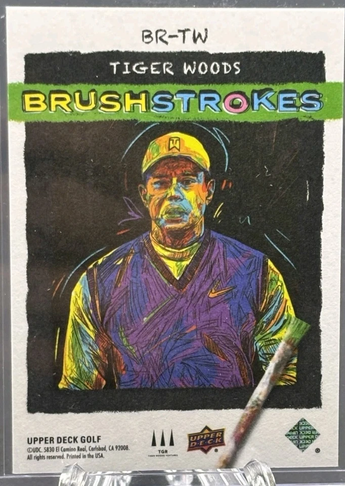 🔥🔥2024 Upper Deck мазки Tiger Woods #BR-TW 1:4280! SSP! Почти как новый! - Изображение 2 из 2