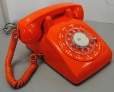 1986 ITT Orange Rotary Desk Phone Telephone Model 500. Very Nice Shape
