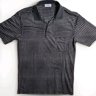 Marco Trani Polo Shirt Mens Large Gray Black Geometric Made in Italy