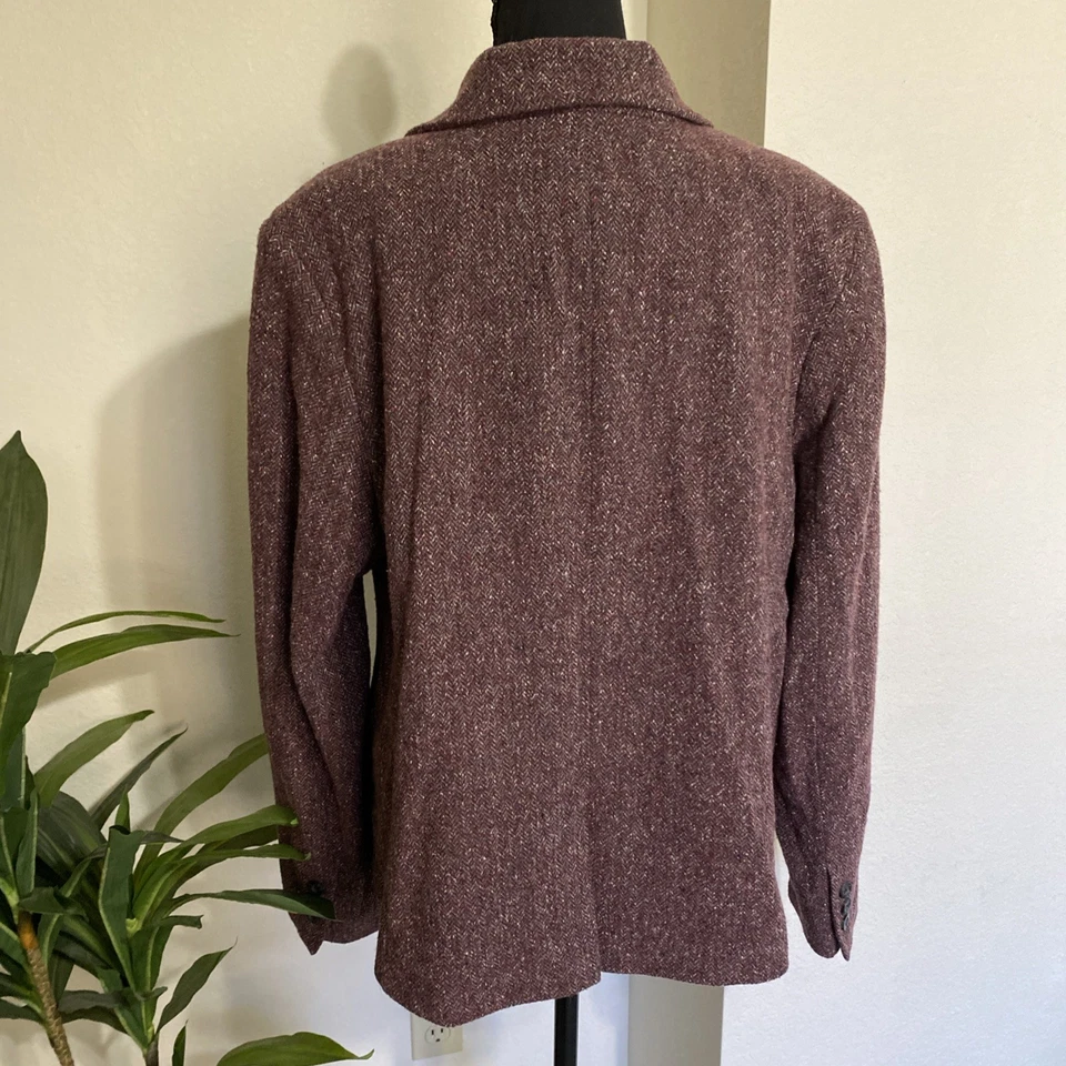 Blazer LL Bean Tweed XL Lana Mezcla Seda Espiga Borgoña Academia Carrera De Colección Foto 4 de 4