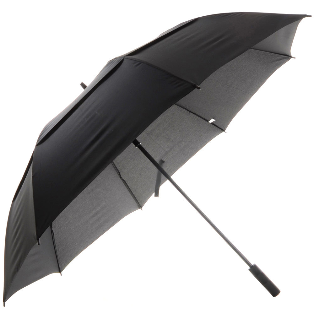 Drizzles Mens Auto Long Double Canopy Windproof Umbrella in Black