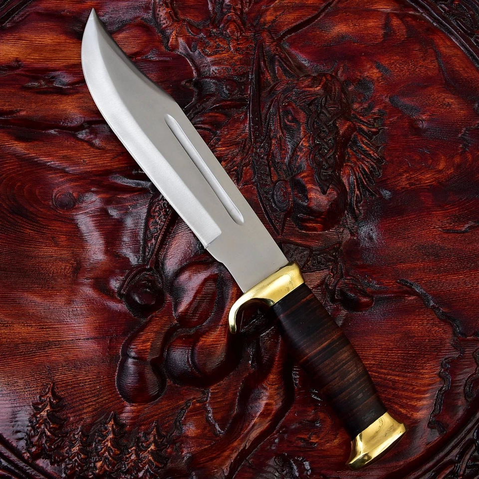 Cuchillo Bowie de caza cuchillo exterior camping 440A acero hecho a mano inoxidable - Imagen 4 de 4