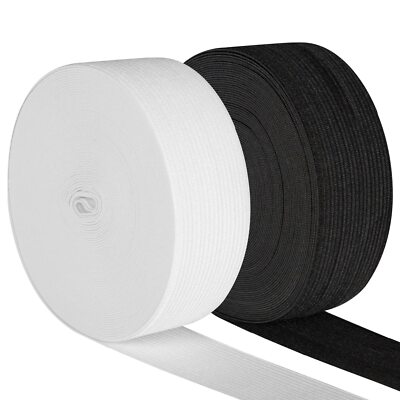 2 Pack 20 Yard 2 Inch Wide Sewing Elastic Band Knit Elastic Spool Braided Ela...