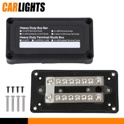 12V Terminal Ground Power Distribution Junction Block Kit Heavy Duty Bus Bar BL