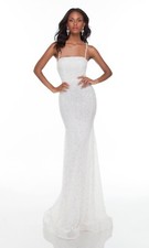 Alyce Paris Dress 61118 white sequins gown -Prom, pageant, wedding, party dress