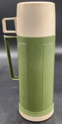 Rare Vintage Tupperware Thermos, Green & Tan, Filler,Topper &Cup: Norwich, Conn