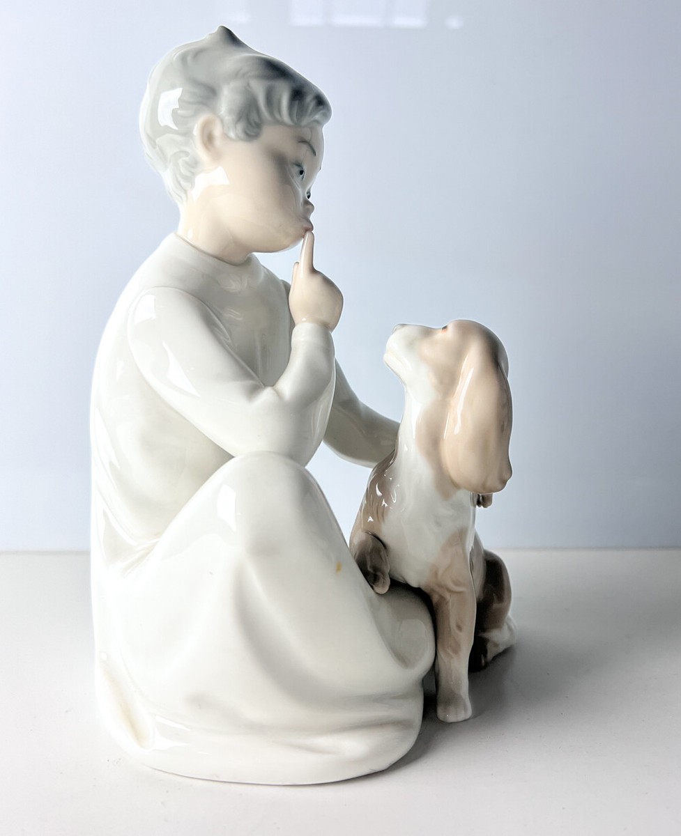 Vintage Lladro Porcelain Figurine Boy with Dog no. 317/318