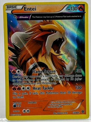 FULL ART Entei REVERSE HOLO Rare 15/98 XY Ancient Origins Pokemon