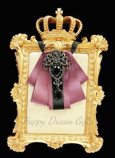 Purple crystal bowtie, Kid's Necktie, Black Crystal Brooch, Kids Size, 2 in 1